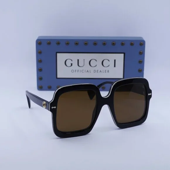 Gucci GG1241S 001 Square Sunglasses - Black/Brown - Picture 7 of 11